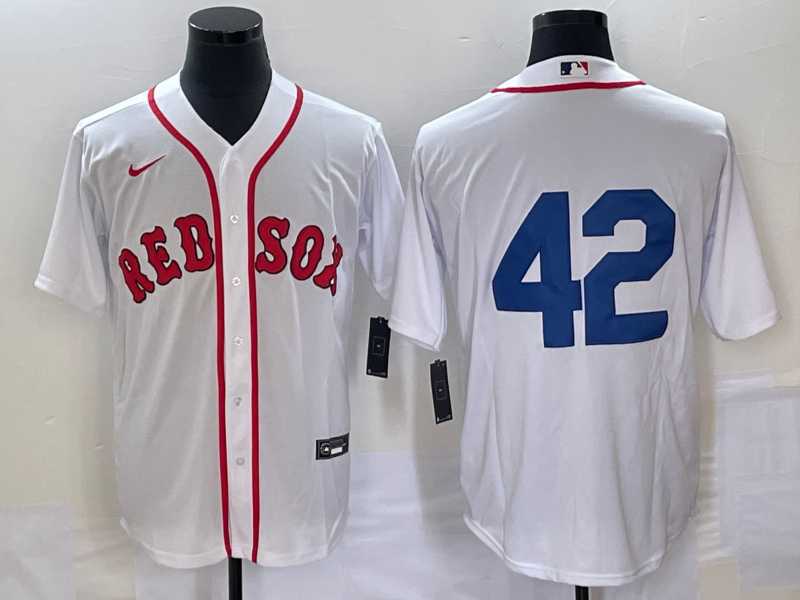 Men%27s Boston Red Sox #42 Jackie Robinson White Cool Base Stitched Baseball Jersey